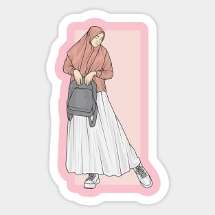 Hijab Gilr In white Skirt Sticker